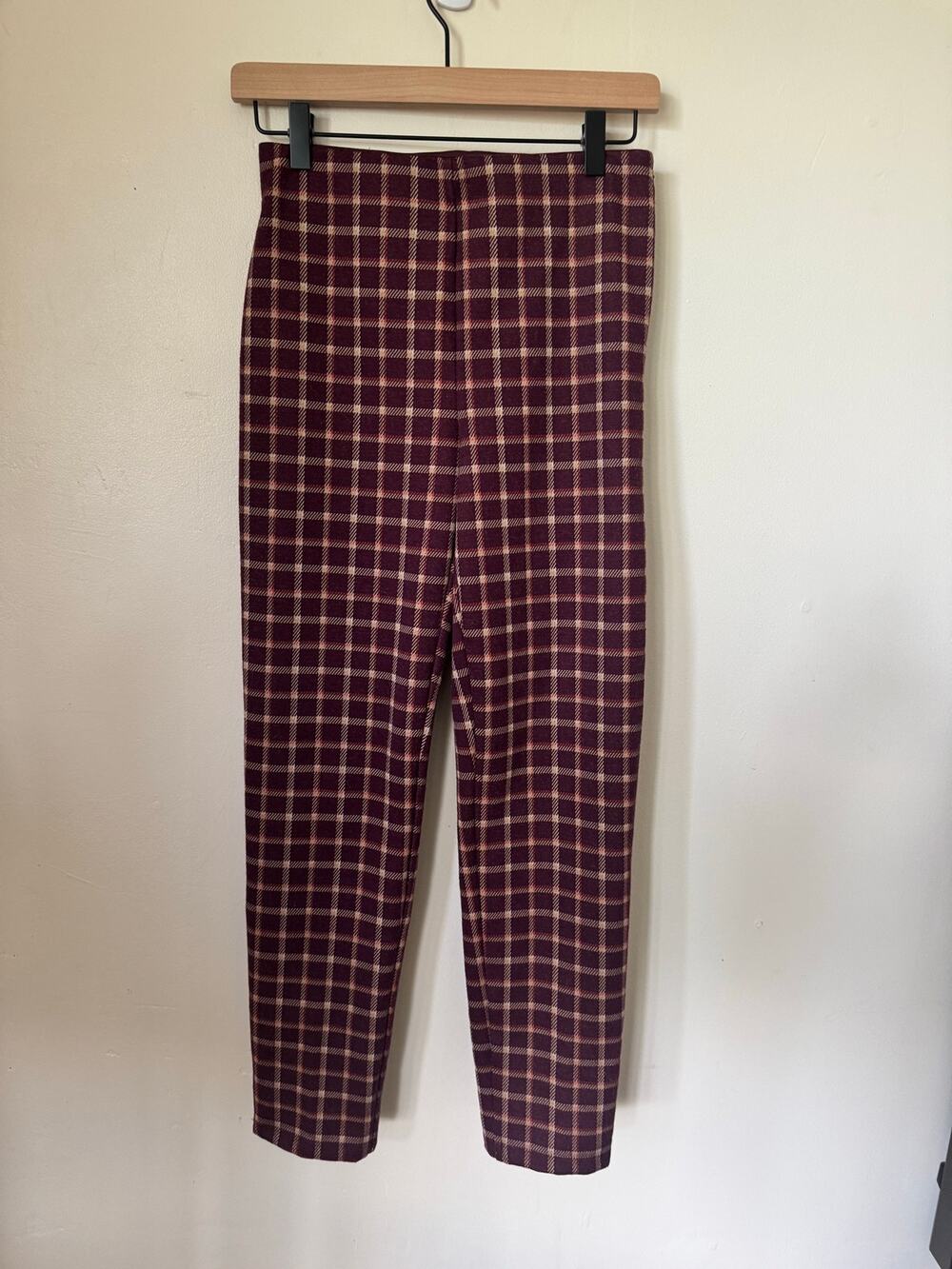 Ann Taylor Burgundy Plaid Ankle Pants XS Career Preppy - Picture 1 of 9